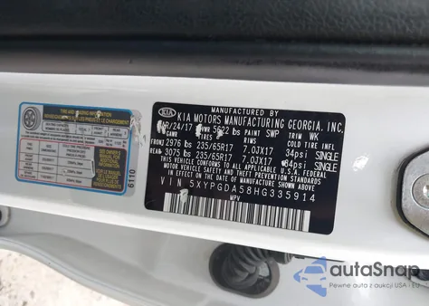 2017 Kia Sorento 3.3L Lx из США, поврежденный, VIN 5XYPGDA58HG335914